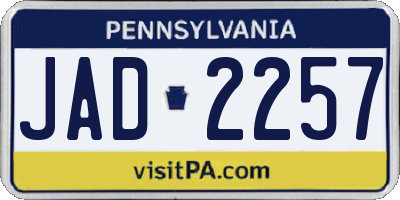 PA license plate JAD2257