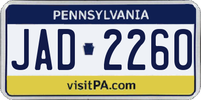 PA license plate JAD2260