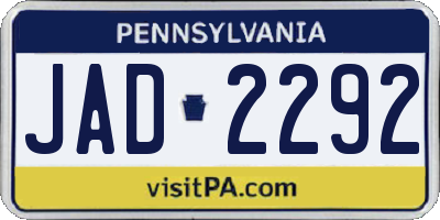 PA license plate JAD2292