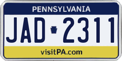 PA license plate JAD2311
