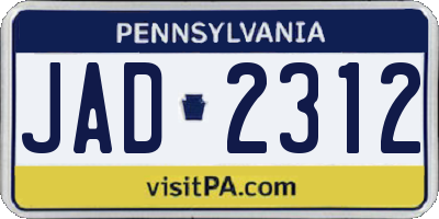 PA license plate JAD2312