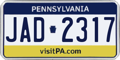 PA license plate JAD2317