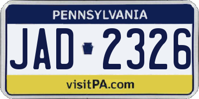 PA license plate JAD2326