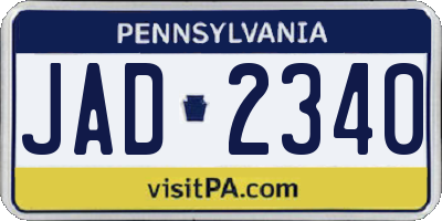 PA license plate JAD2340