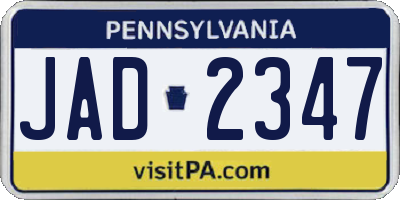 PA license plate JAD2347