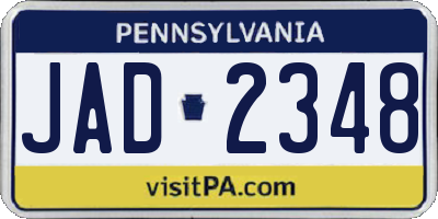 PA license plate JAD2348