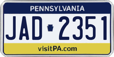 PA license plate JAD2351
