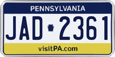 PA license plate JAD2361