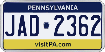 PA license plate JAD2362