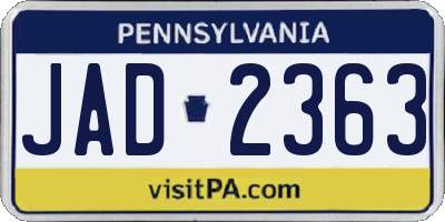 PA license plate JAD2363