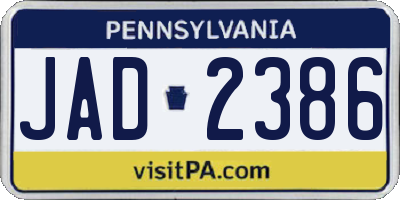 PA license plate JAD2386
