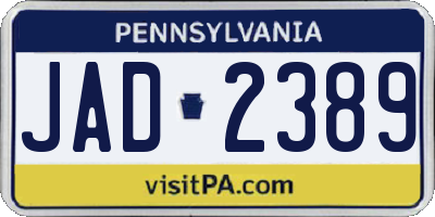 PA license plate JAD2389