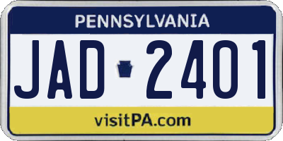 PA license plate JAD2401