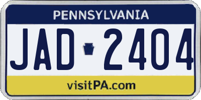 PA license plate JAD2404