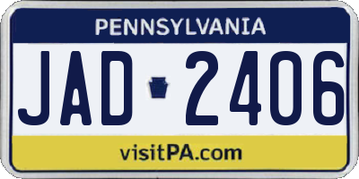 PA license plate JAD2406