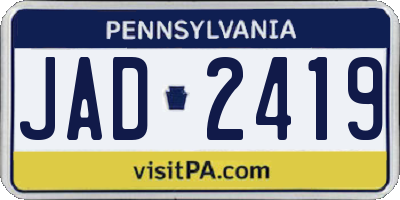 PA license plate JAD2419