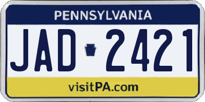 PA license plate JAD2421