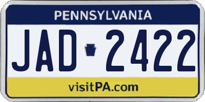 PA license plate JAD2422