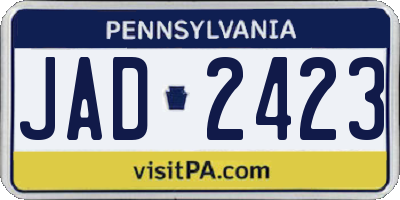 PA license plate JAD2423