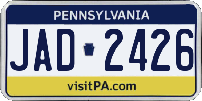 PA license plate JAD2426