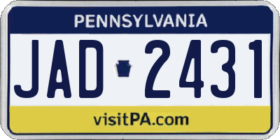 PA license plate JAD2431