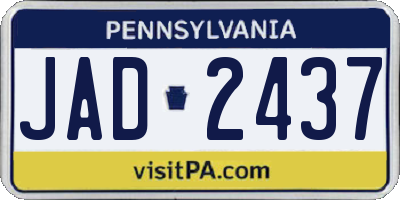 PA license plate JAD2437