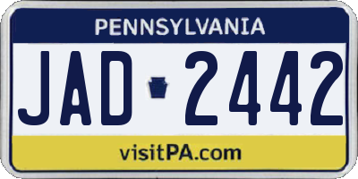 PA license plate JAD2442