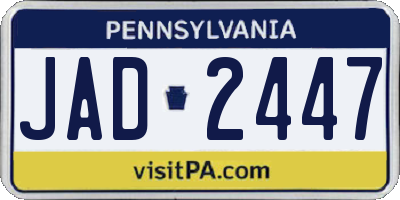 PA license plate JAD2447