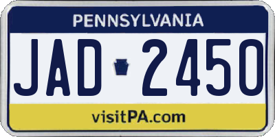 PA license plate JAD2450