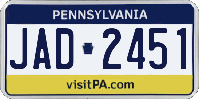 PA license plate JAD2451