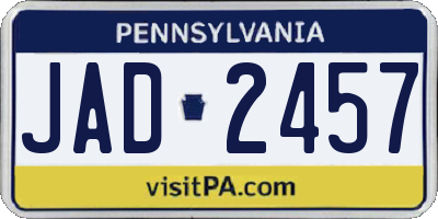 PA license plate JAD2457