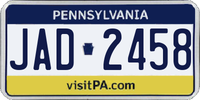 PA license plate JAD2458