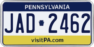 PA license plate JAD2462