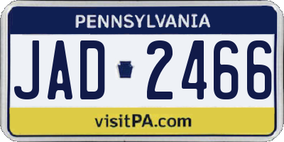 PA license plate JAD2466