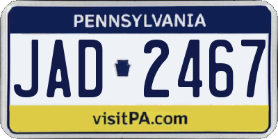 PA license plate JAD2467