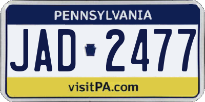 PA license plate JAD2477