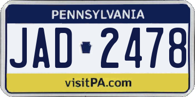 PA license plate JAD2478