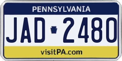 PA license plate JAD2480