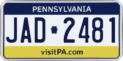 PA license plate JAD2481