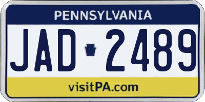 PA license plate JAD2489