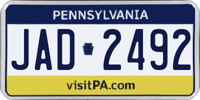 PA license plate JAD2492