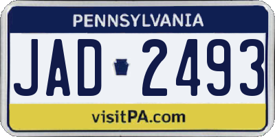 PA license plate JAD2493