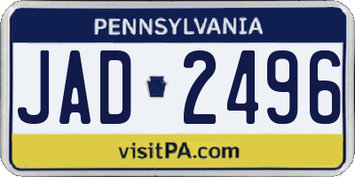 PA license plate JAD2496