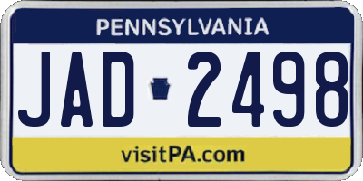 PA license plate JAD2498