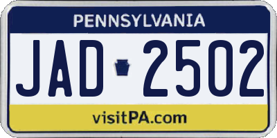 PA license plate JAD2502