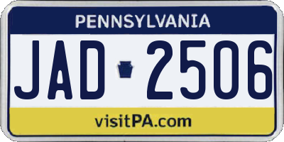 PA license plate JAD2506