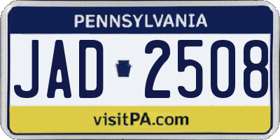 PA license plate JAD2508