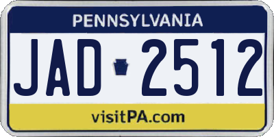 PA license plate JAD2512