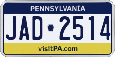 PA license plate JAD2514