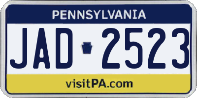 PA license plate JAD2523